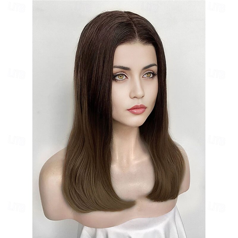 Synthetic Wig Eve Ballerina Straight Middle Part Machine Made Wig Long Brown Synthetic Hair Women Cosplay Fashion Easy to Carry Brown2
