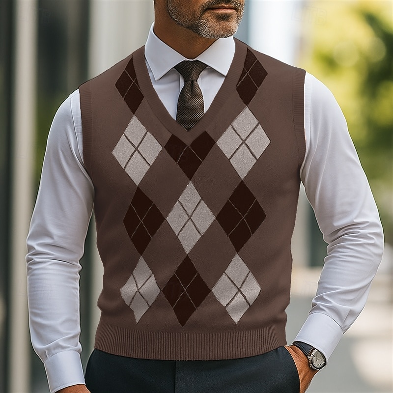 Men's Sweater Sweater Vest Pullover Sweater Jumper Ribbed Knit Regular Tops Knitted Slim Fit Plain Crew Neck Knitwear Contemporary Casual Daily Wear Clothing Apparel Fall Black Navy Blue M L XL4