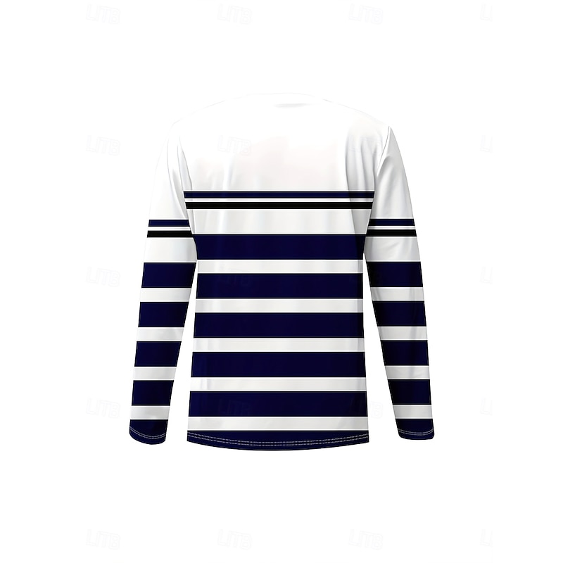 Women's T Shirt Graphic Geometric Striped Vintage Stylish Classic Long Sleeve V Neck Regular Tops Daily Print Navy Blue Spring Fall Winter3