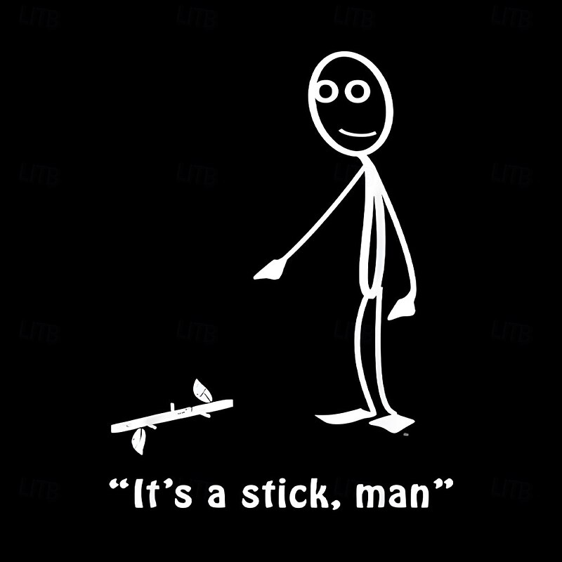 Mens T-Shirt Funny Pun Graphic 'It's a stick, man' Stick Figure Short Sleeve2