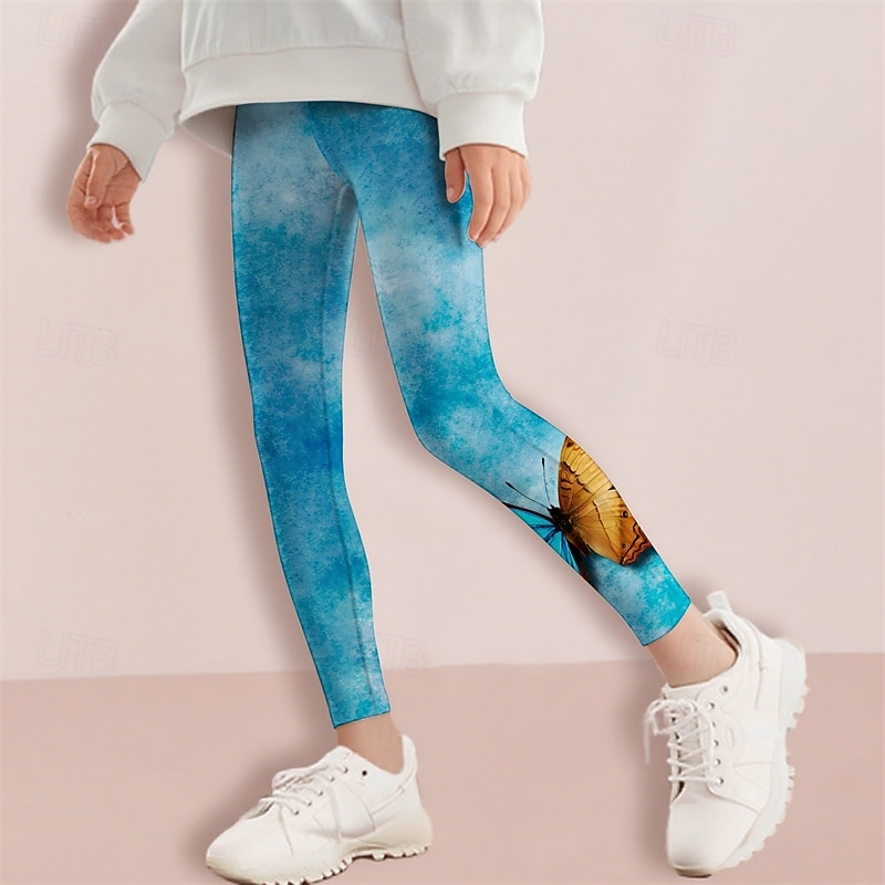 Girls' 3D Butterfly Pants Leggings Spring Fall Cute Basic Kids 4-12 Years Outdoor Casual Daily Regular Fit2