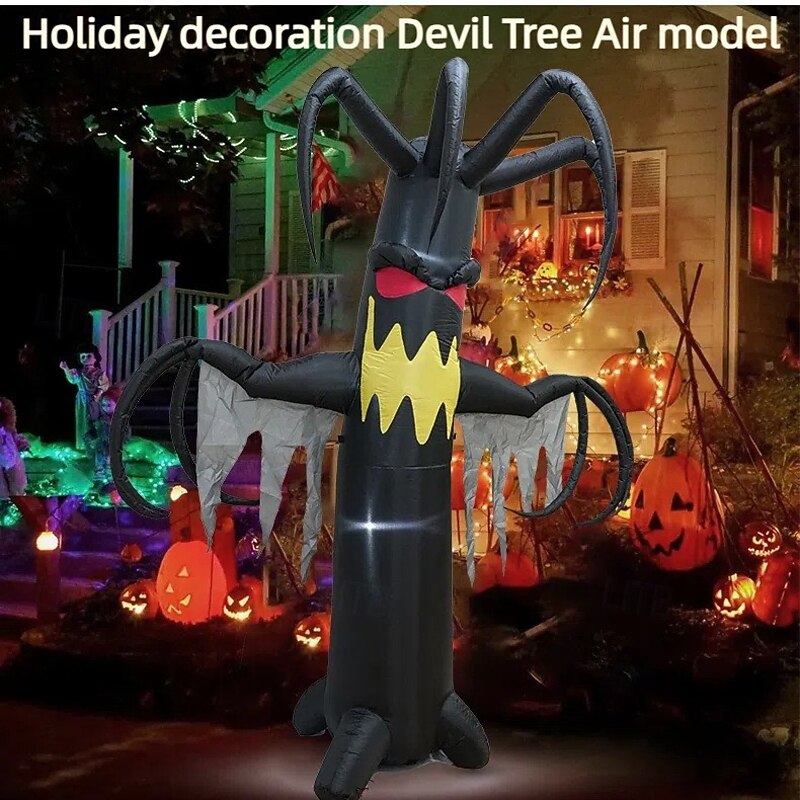 1 Pc 2.4M/7.8FT Halloween Devil Tree LED Light Emitting Inflatable Air Model Indoor and Outdoor Courtyard Lawn Garden Party Halloween Horror Atmosphere Decorative Light US/EU/UK/AU Plug4