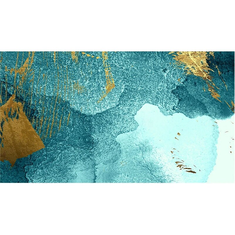 Home decor, living room, office, instant printable, Indigo Wall Art, Large Abstract gold foil printable, watercolor sea waves wall art3