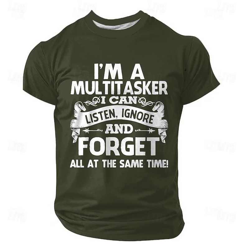 Men's T-Shirt - Funny Multitasker Listen, Ignore & Forget Lifestyle Humor Graphic Tee4