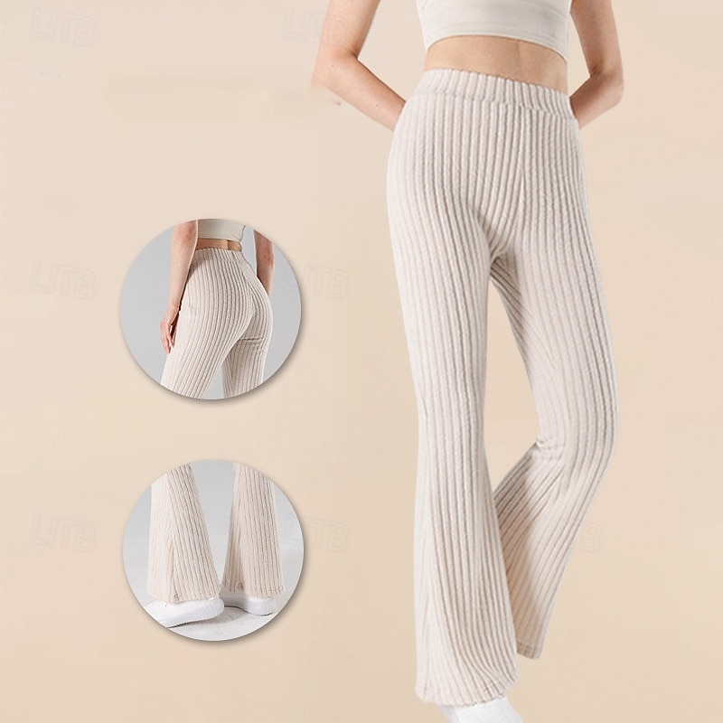 Women's Flared Pants Casual Pants High Waist Athletic Pilates Running Bottoms Solid Color Black White Fall Sports Activewear Slim