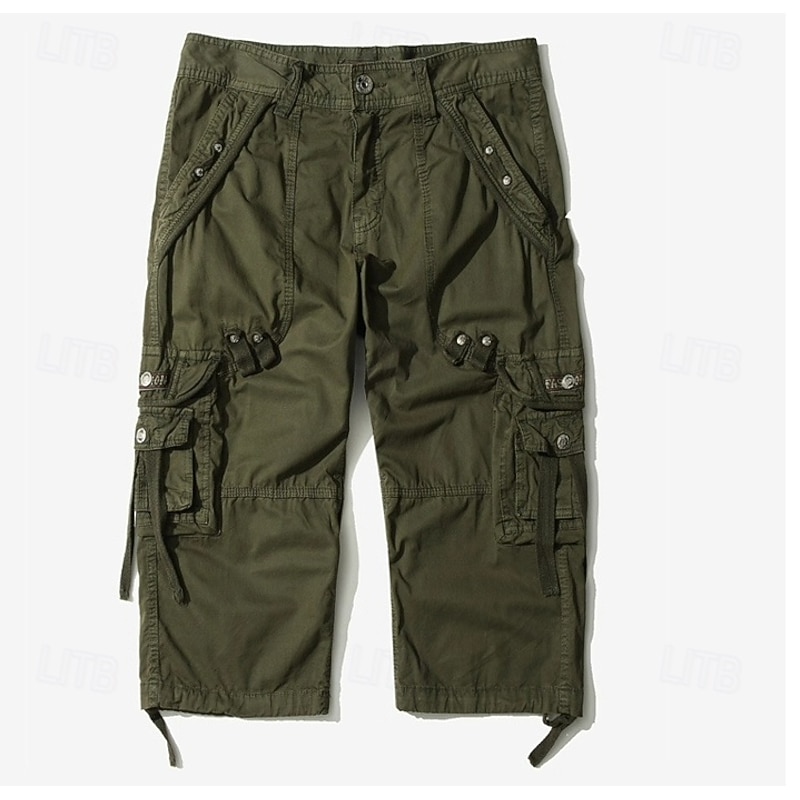 Men's Cargo Shorts Hiking Shorts Tactical Shorts Military Summer Outdoor Ripstop Quick Dry Multi Pockets Lightweight Shorts Capri Pants Bottoms Below Knee Black White Cotton Fishing Climbing Beach 293