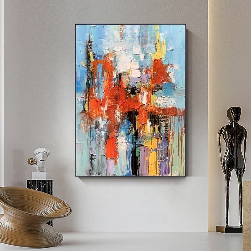Handmade Knife Color Block Oil Painting on Canvas Abstract Texture Decorative Posters Large Wall Art Picture Modern Home Decor Living Room Office Gift