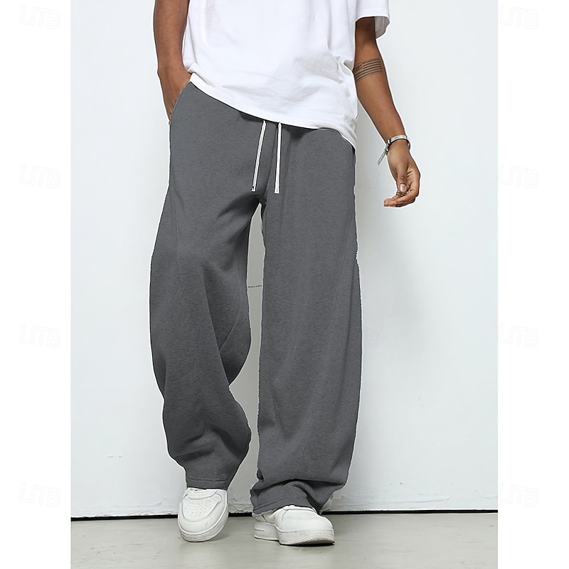 Men's Sweatpants Wide Leg Sweatpants Trousers Baggy Pants Open Bottom Sweatpants Drawstring Elastic Waist Straight Leg Plain Moisture Wicking Breathable Full Length Outdoor Casual Daily Fashion3