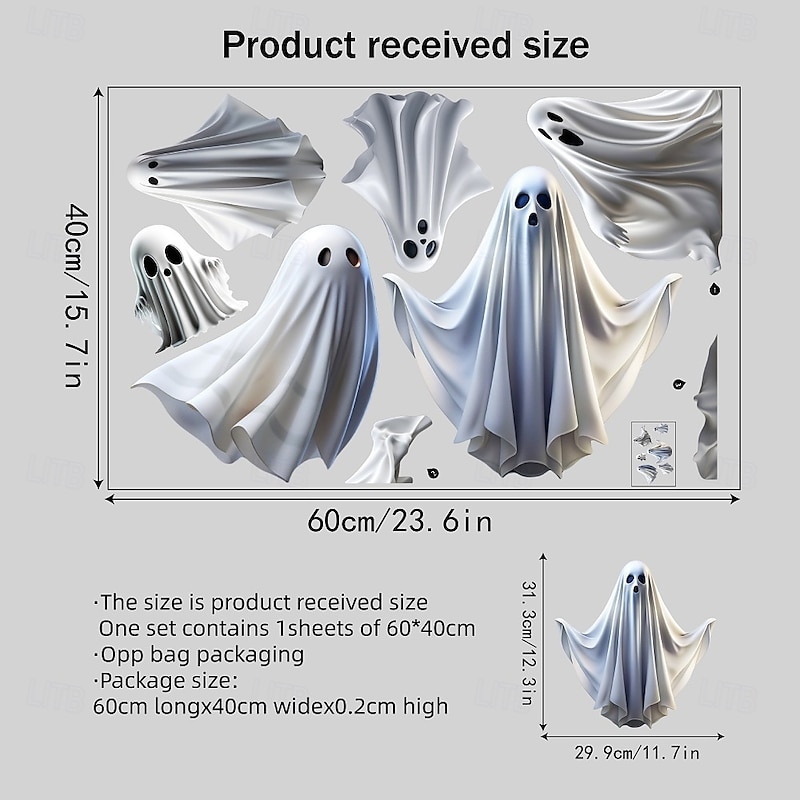 Halloween Ghost Window Clings for Glass Windows Cute White Little Ghost Double Sided Window Stickers Halloween Window Clings for School Home Office Decoration Party Supplies2