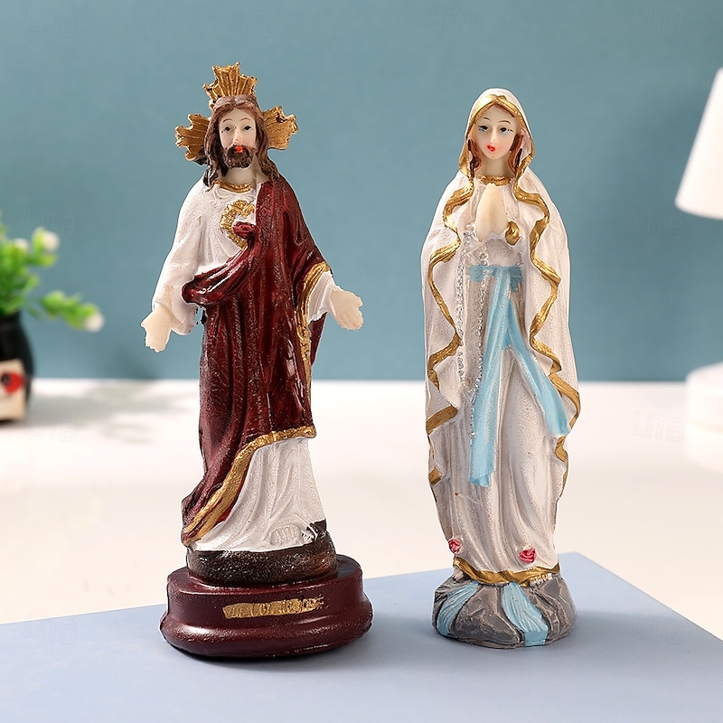 Christmas Nativity Figurine , Resin Holy Family Mary and Joseph, Religious Christmas Decor, Nativity Manger Figurines