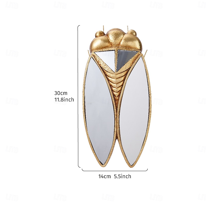 1PC A Golden Resin Mirror Decorative Pendant in The Shape of A Cicada With a Specially Designed Surface Inlaid With A Mirror is Suitable for Wall Decoration in Homes Parties Insect Museums Etc3