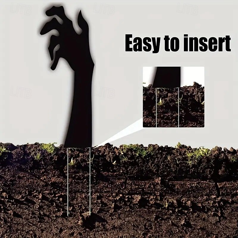 5PCS Halloween Black Hand Halloween Yard Signs, Outdoor Garden Lawn Stakes for Halloween Party Decorations and Props4