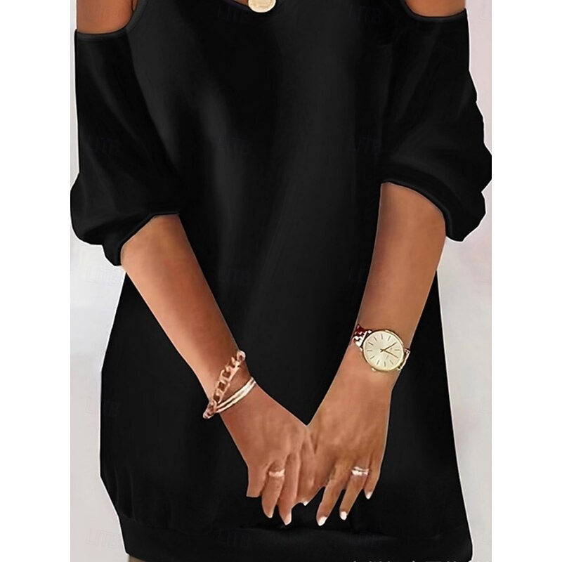 Women's Mini Dress Casual Dress Winter Dress Shift Dress Fashion Modern Daily Beach Weekend Regular Fit Plain Long Sleeve Straps Black Summer Spring Fall Autumn3