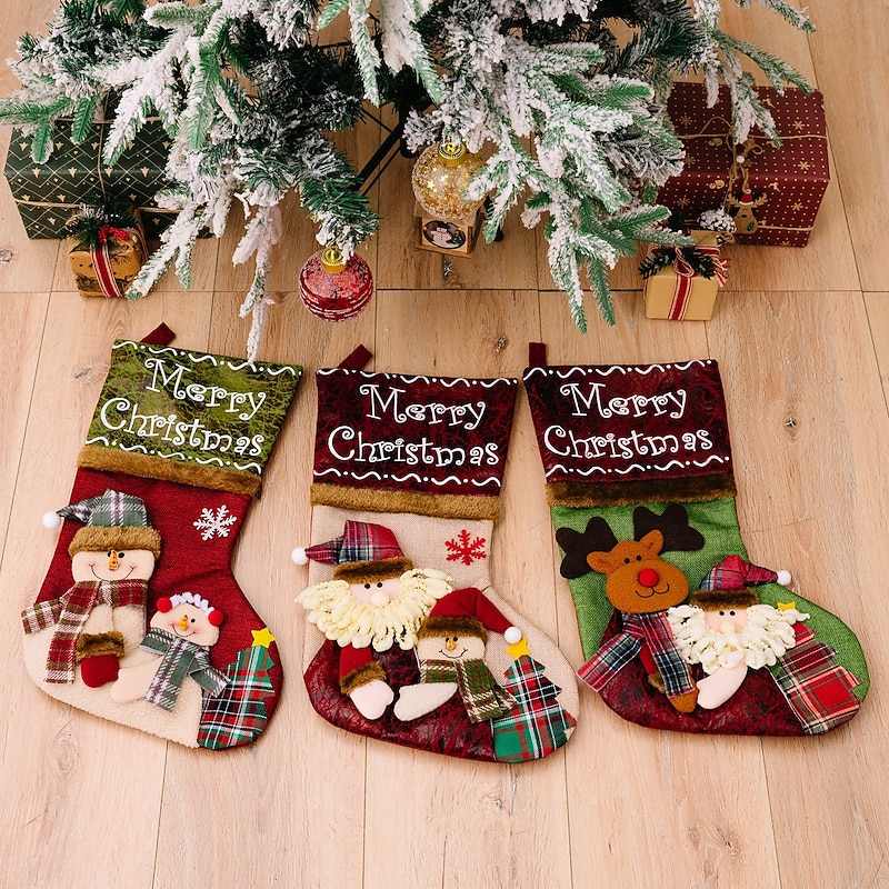 Christmas Stocking 3D Cartoon Santa Claus Sock Large Christmas Gift Bag for Kids Festive Holiday Decoration Perfect Seasonal Home Ornament and Party Accessory2