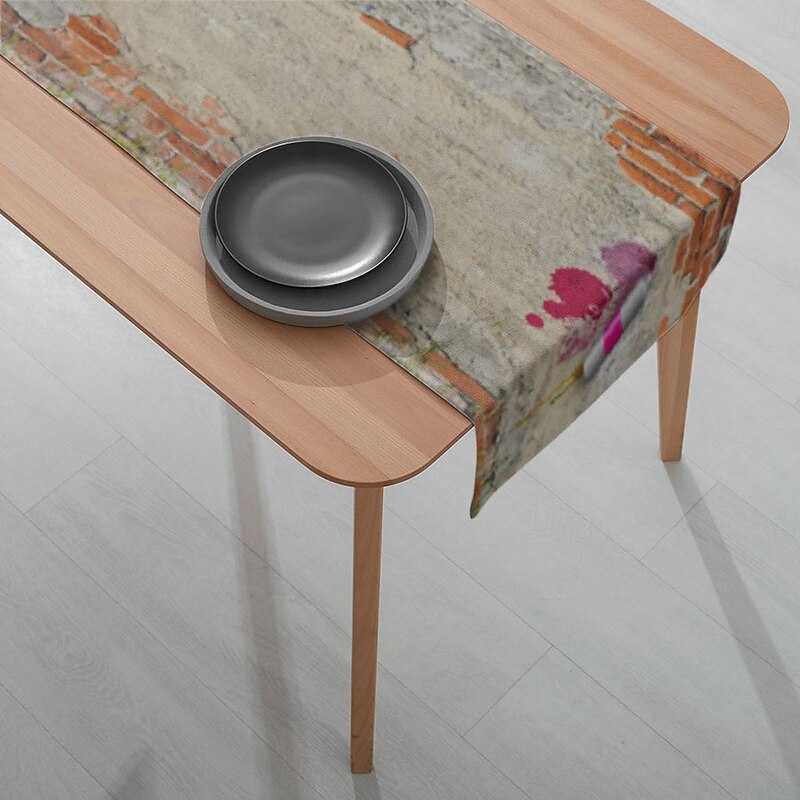 1PC Simple Graffiti Table Runner Table Flag - Digital Printed Rectangular Tablecloth for Restaurant, Banquet, Party Decoration (33x180cm/13x70.5in)4