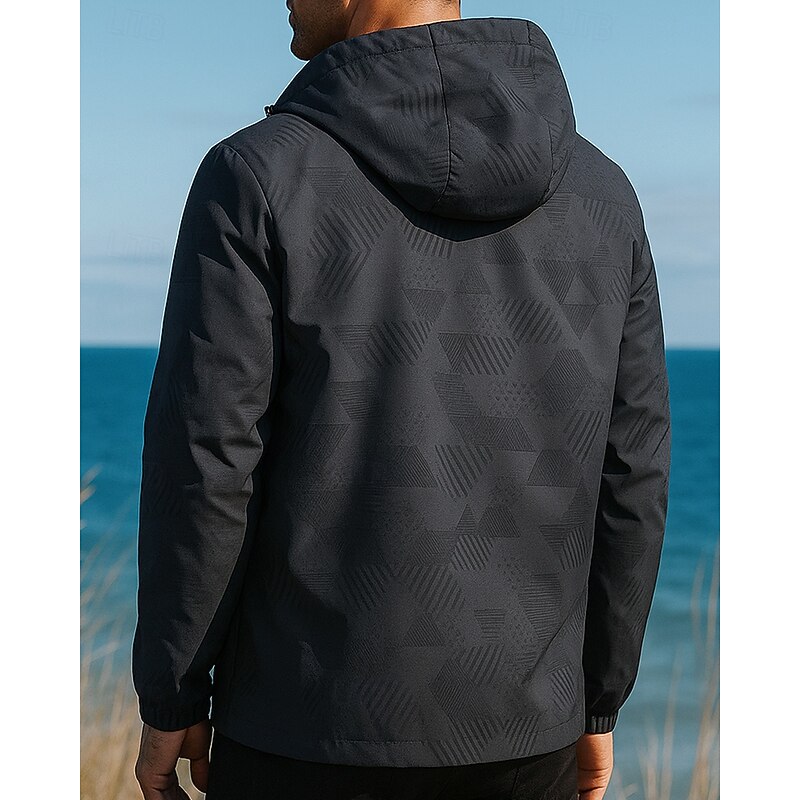 Men's Windbreaker Softshell Jacket Hiking Jacket Outdoor Waterproof Windproof Hiking Outfits Hiking Clothes Spring Autumn / Fall Top Camping / Hiking / Caving Running Solid Color Black Grey2