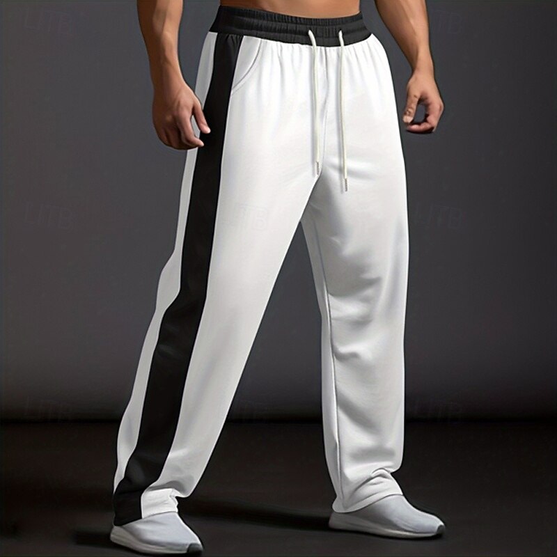 Men's Sweatpants Wide Leg Sweatpants Trousers Open Bottom Sweatpants Drawstring Side Stripe Elastic Waist Color Block Moisture Wicking Breathable Full Length Outdoor Casual Daily Vacation Fashion2