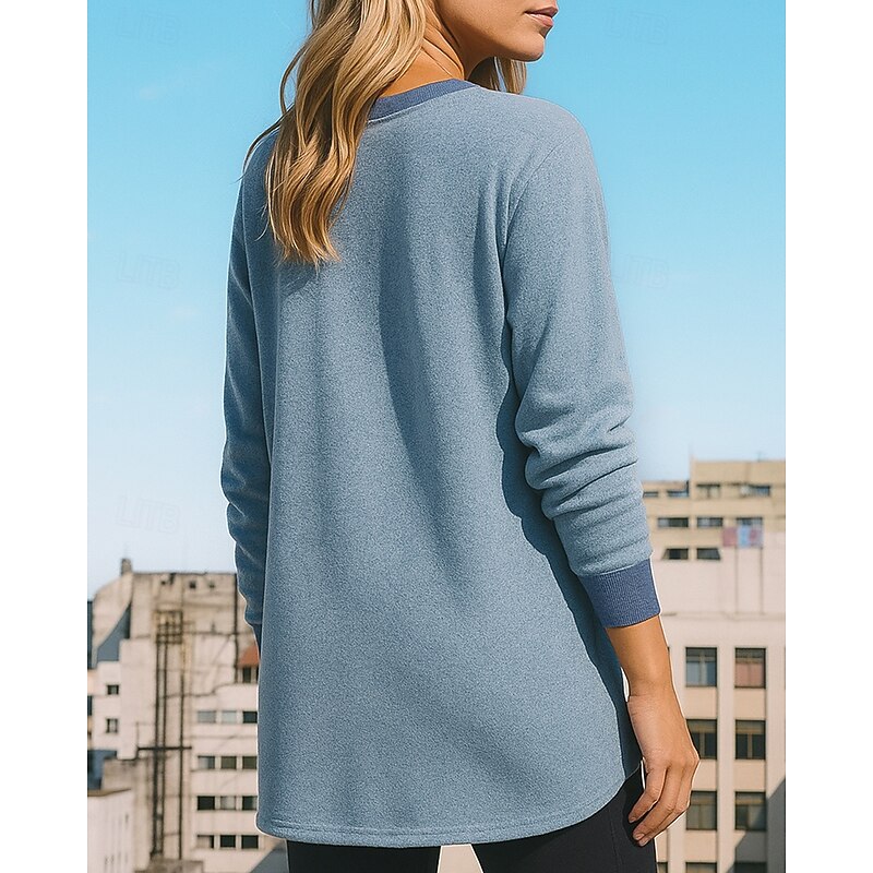 Women's Pullover Sweatshirt Casual Tops with Pockets Long Sleeve Top Athleisure Fall Solid Colored Fashion Outdoor Travel Sportswear Activewear Pink Blue Green2