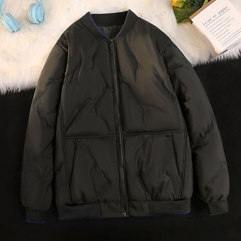 Men's Bomber Jacket Hiking Jacket Puffer Jacket Outdoor Thermal Waterproof Hiking Outfits Hiking Clothes Winter Autumn / Fall Top Camping / Hiking / Caving Running Black White Blue3