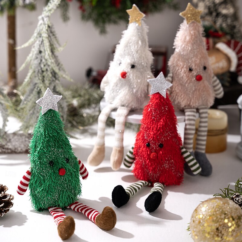 Christmas Tree Plush Figurine, Cute Soft Christmas Tree Doll Decoration for Home, Holiday Party, and Tabletop Display