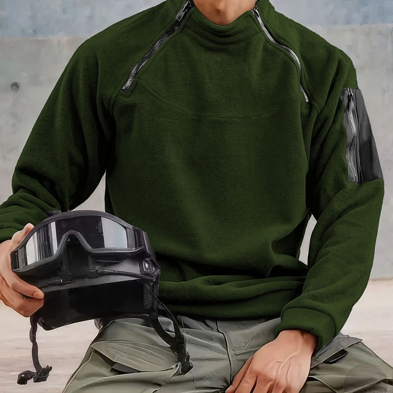 Men's Sweatshirt Fleece Hoodie Quarter Zip Sweatshirt Tactical Hoodie Black Army Green Navy Blue Dark Gray Beige Standing Collar Plain Zipper Sports & Outdoor Casual Daily Streetwear Cool Sportswear3