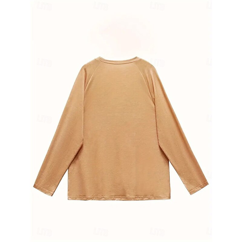 Women's T Shirt Graphic Animal Vintage Cute Stylish Long Sleeve Crew Neck Round Neck Regular Tops Daily Print Khaki Spring Fall Winter2