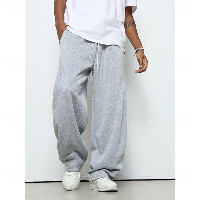 Men's Sweatpants Wide Leg Sweatpants Trousers Baggy Pants Open Bottom Sweatpants Drawstring Elastic Waist Straight Leg Plain Moisture Wicking Breathable Full Length Outdoor Casual Daily Fashion2