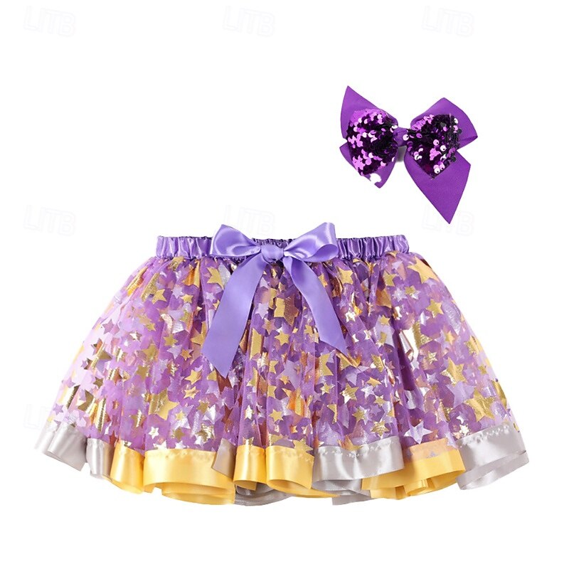 Kids Girls' Skirt Color Block Cute Patchwork Outdoor 4-12 Years Winter Yellow Pink Blue