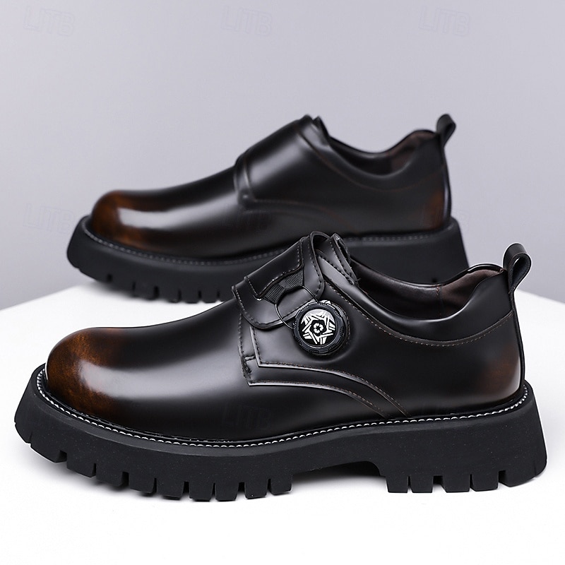 Men's Black and Brown Lace-Up Outdoor Dress Shoes – Chunky Sole Leather Shoes for Business Casual, Travel and All-Day Comfort3