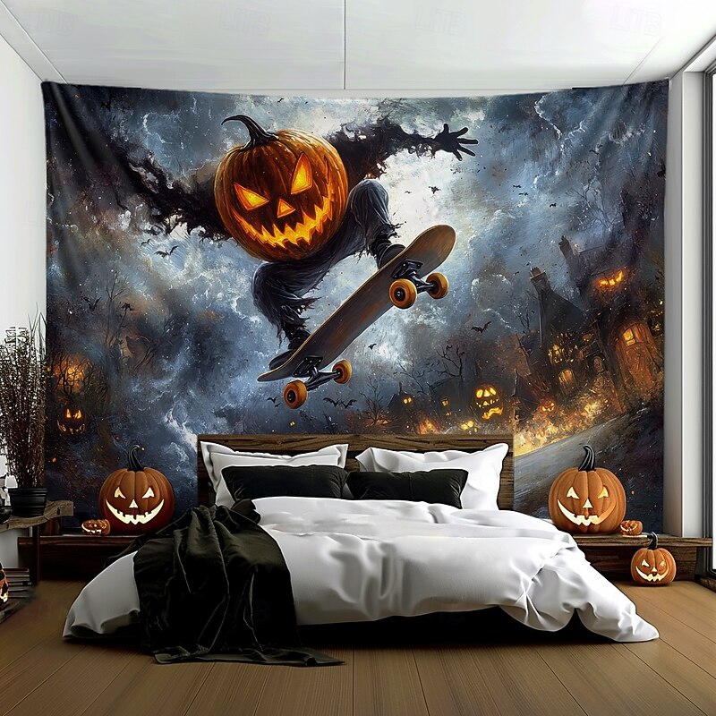 Halloween Tapestry Banners Blanket Pumpkin Dark Punk Gothic Style Party Dorm Shooting Backgrounds Home Decor4