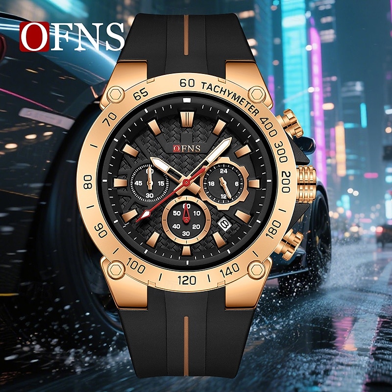 SANDA Men Quartz Watch Large Dial Sports Fashion Business Luminous Calendar Date Waterproof Silicone Watch