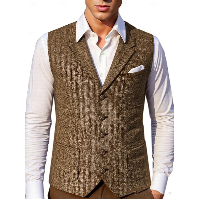 Retro Vintage Roaring 20s 1920s Vest The Great Gatsby Gentleman Fancy Dress Men's Halloween Carnival Evening Party Masquerade Adults Vest