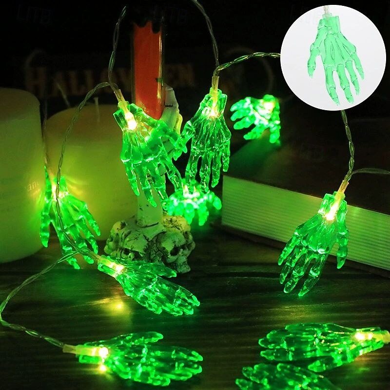 Outdoor Solar Powered Skeleton String Lights 7m 50LEDs Halloween Lanterns Courtyard Balcony Porch Fence Bar Horror Atmosphere Decoration4