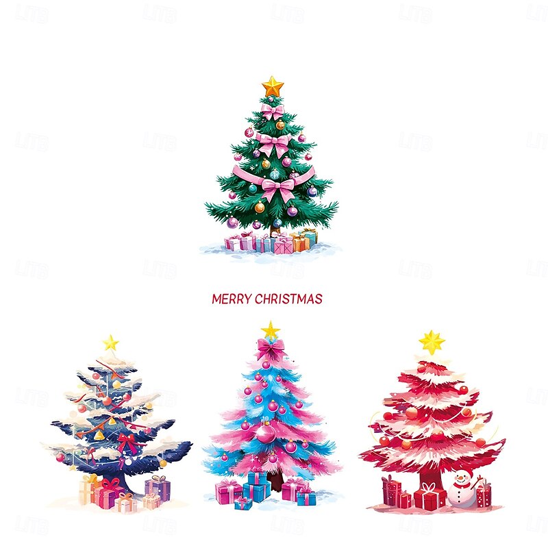 9 Sheets Christmas Window Cling Wall Sticker Decals Decorations, Christmas Trees, Snowmen & Snowflakes, Static Cling, Storefront & Home Glass Decor3