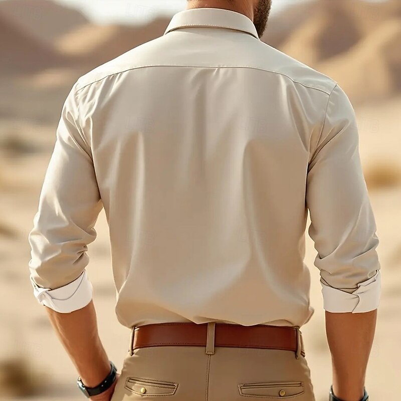 Men's Scroll Floral Print Ethnic Shirt Western Shirt Cowboy Shirt Long Sleeve Vintage Retro Outdoor Vacation Spring Fall Turndown 3D Print Linen Like Shirt Light Khaki Pink Blue Purple2