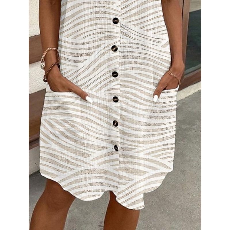 Women's Mini Dress Shirt Dress Casual Dress Print Dress Fashion Modern Daily Beach Weekend Regular Fit Geometric Short Sleeve Shirt Collar White Summer Spring Fall Autumn3