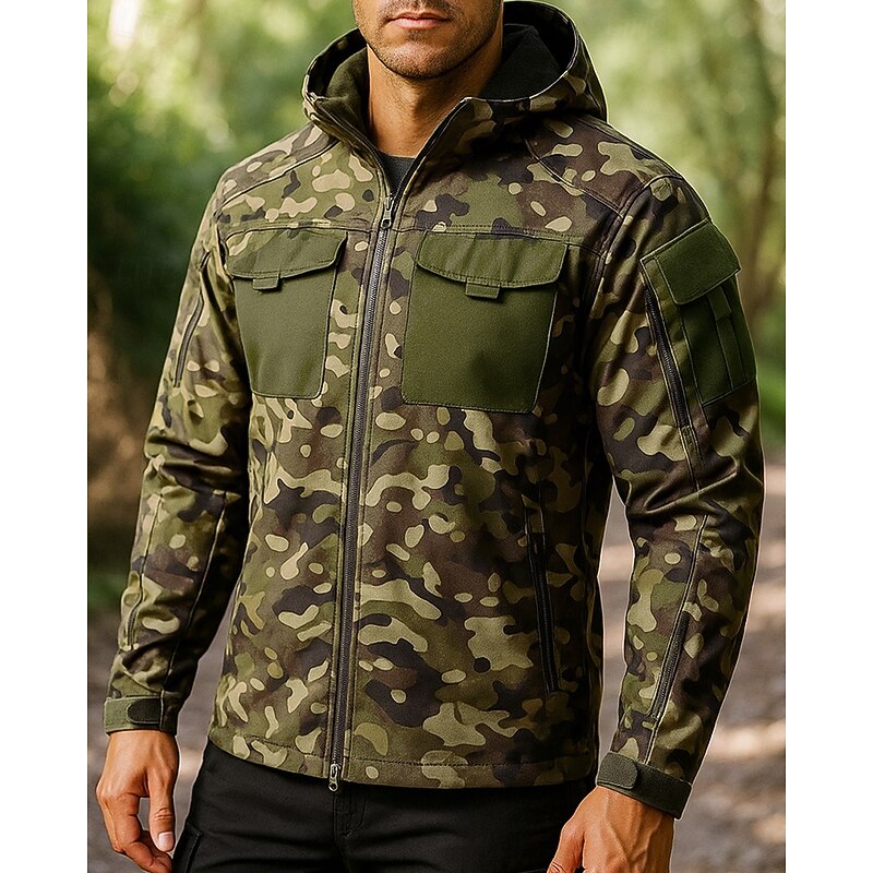 Men's Combat Jacket Hiking Jacket Cargo Jacket Outdoor Thermal Waterproof Hiking Outfits Hiking Clothes Winter Autumn / Fall Top Camping / Hiking / Caving Running Camo Dark Grey Black Army Green4
