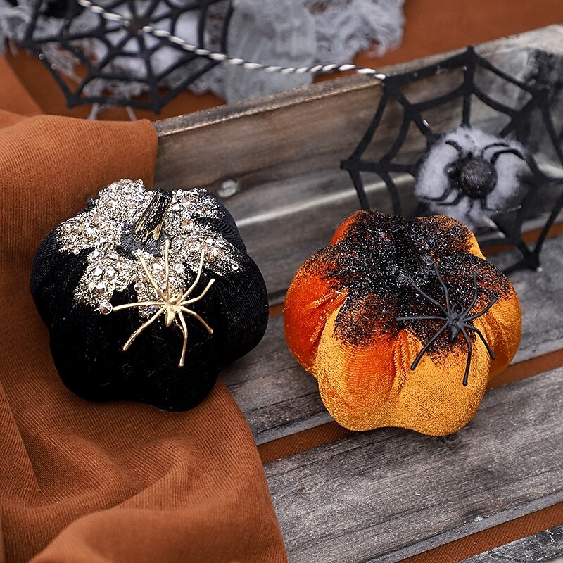Halloween Nordic Style Fake Spider Pumpkin Figurine Nordic Halloween Decoration, Realistic Autumn Ornament, Holiday Gift for Home3