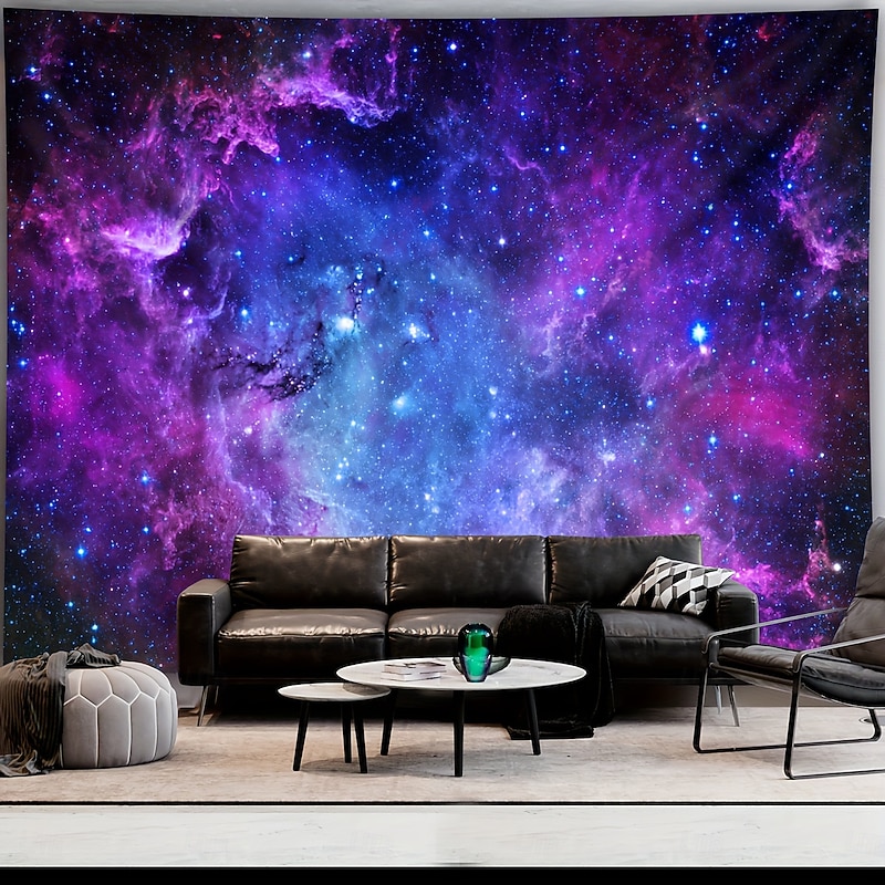Galaxy Nebula Tapestry – Trippy UV Reactive Blacklight Wall Hanging for Bedroom, Living Room or Dorm Decor