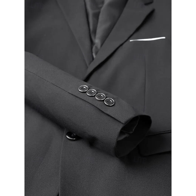 Men's Wedding Business Party Suits Notch Lapel Black Formal Solid Colored Slim Fit 3 Piece Single Breasted Two-buttons3