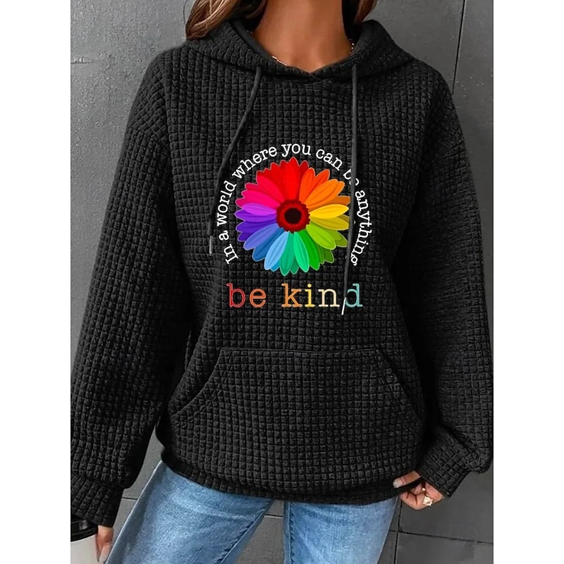 Women's Hoodies Floral Graphic Casual Long Sleeve Hooded Regular Tops Street Dailywear Casual Pocket Print Black White Pink Dark Blue Gray Fall Winter3