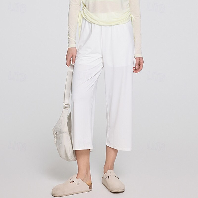 Women's Yoga Pants Sports Cropped Pants Gym Athletic Sports Bottoms Solid Color White Pink Blue Sports Activewear Loose Fit2