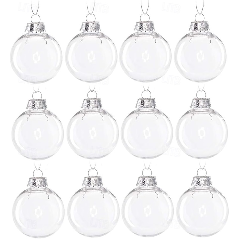 12pcs Christmas Flat Disc Fillable Ornaments Ball DIY Clear Plastic Flat Disc Ornaments for Crafts Projects Christmas Party Wedding Home Decor4