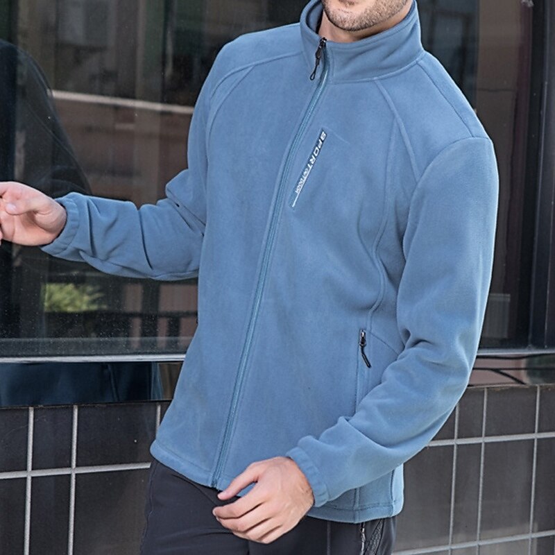 Men's Hiking Jacket Fleece Jacket Thermal Jacket Winter Outdoor Thermal Top Red Blue Dark Blue