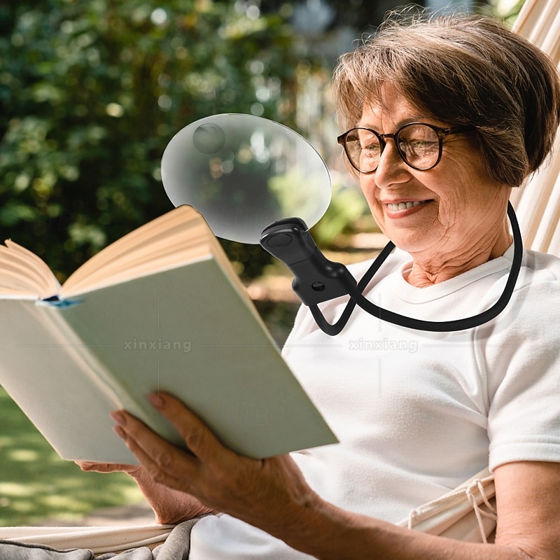 3X Magnifying Glass 110mm, Hands-Free Adjustable Neckwear for Seniors, Ideal for Reading, Sewing, Crafting, Cross Stitch - No Battery Required, Magnifying Glass for Reading