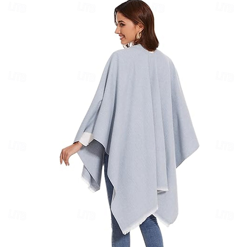 Shawl Wraps for Women Elegant Knitted Cape Open Front Poncho Scarf Blanket Cardigan Coat for Autumn and Winter2