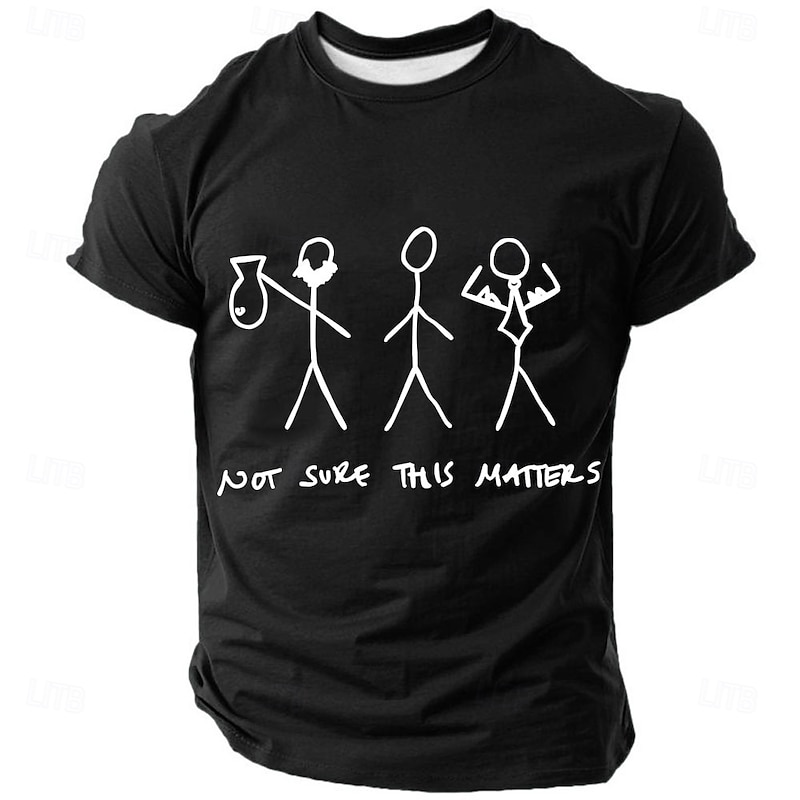 Men's Funny Short Sleeve T-Shirt with Stick Figure Graphic Print "Not Sure This Matters" | Lifestyle Humor Tee4