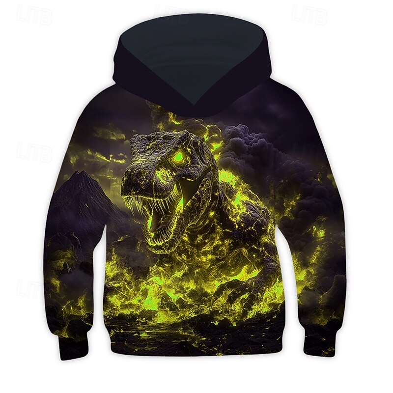 Boys' 3D Dragon Hoodie Long Sleeve Spring Fall Fashion Streetwear Kids 4-12 Years Hooded Outdoor Casual Daily Regular Fit3