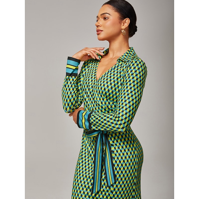 3D Geometric Stretchy Wrap Dress2