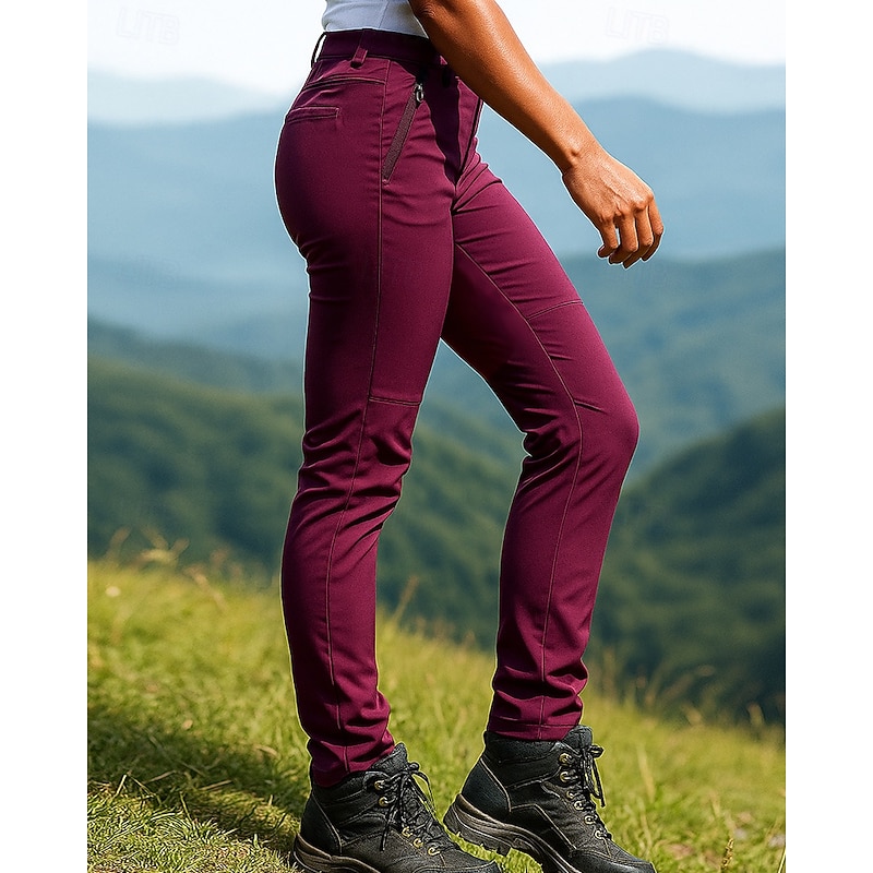 Women's Hiking Pants Trousers Waterproof pants Softshell Pants Outdoor Regular Fit Waterproof Windproof Bottoms Pocket Black Burgundy Camping / Hiking Running S M L XL3